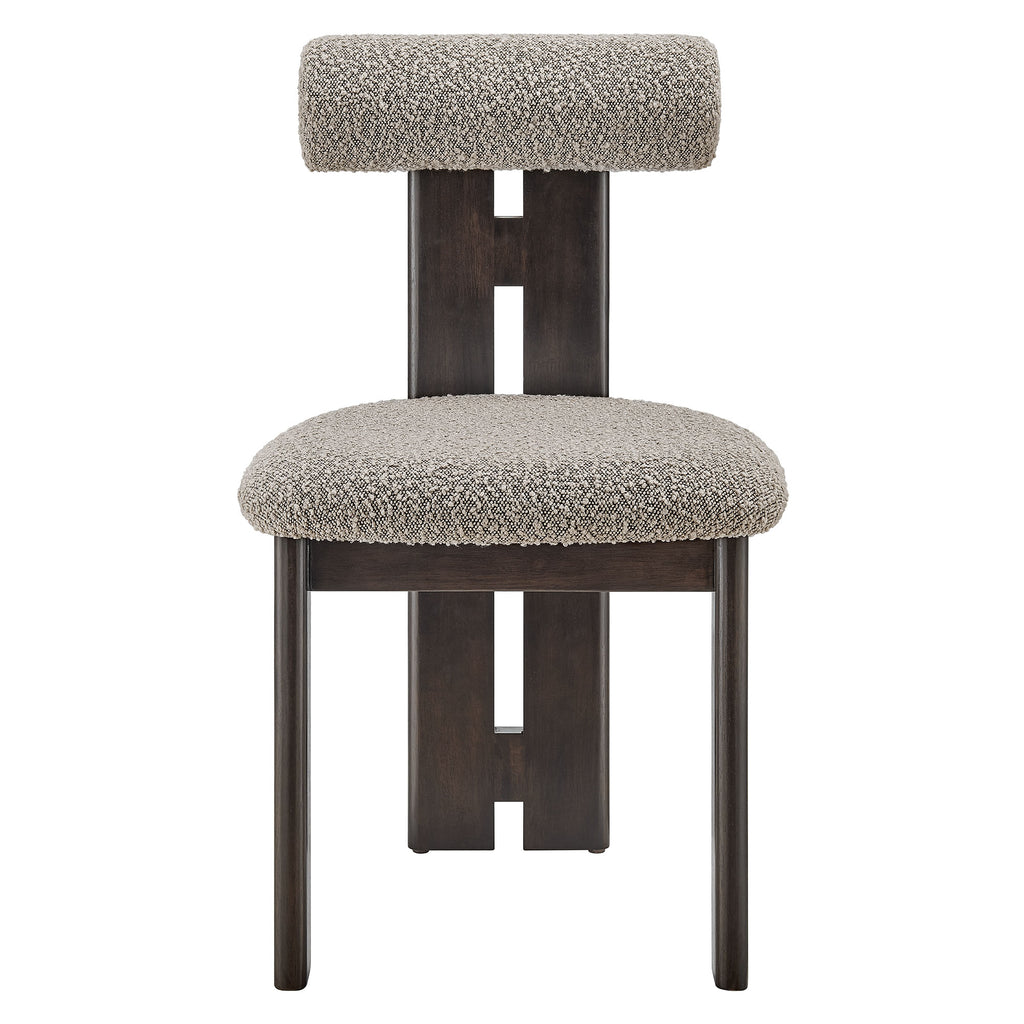 Torian Boucle Fabric Dining Chair Set of 2 - Wenge Taupe
