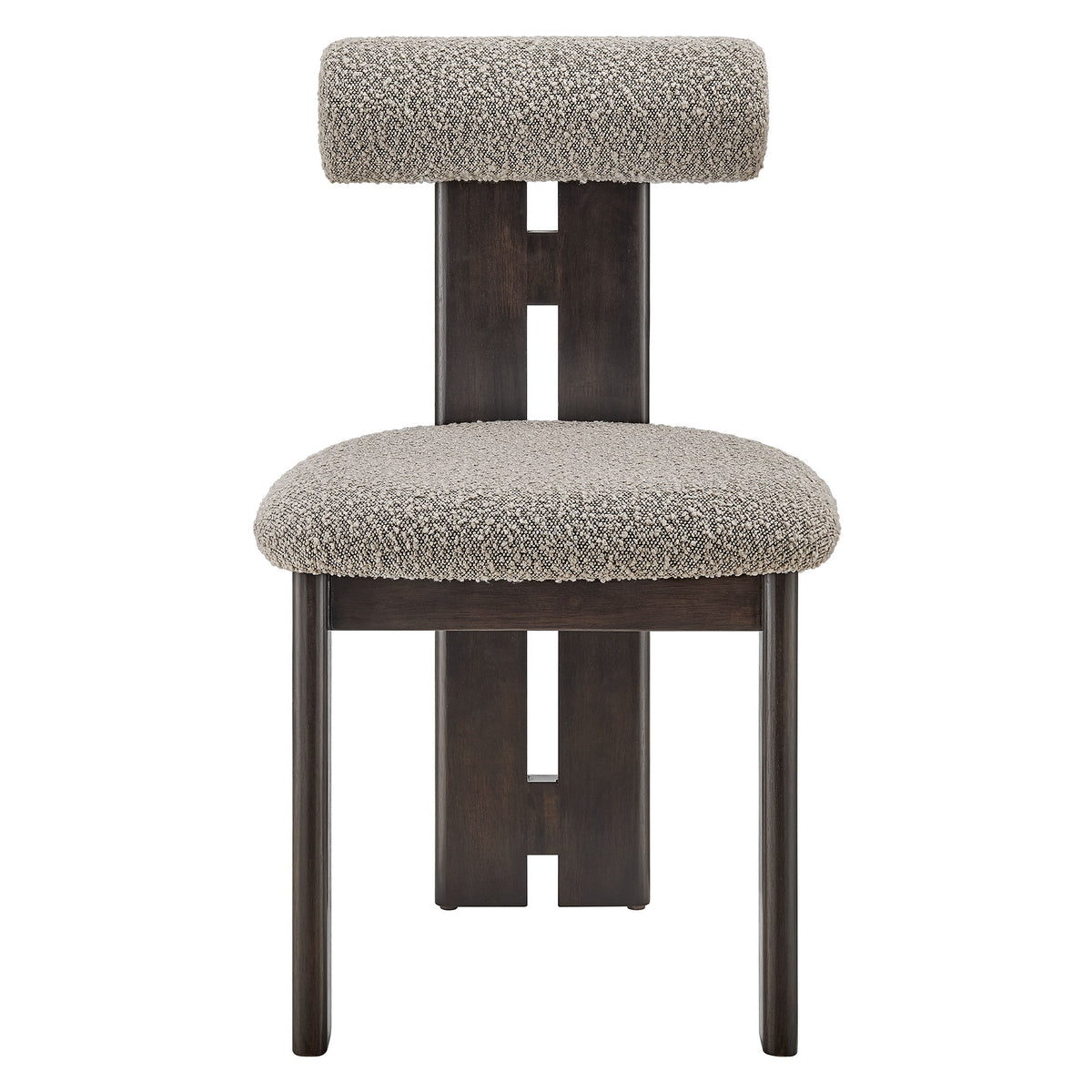 Torian Boucle Fabric Dining Chair Set of 2 - Wenge Taupe