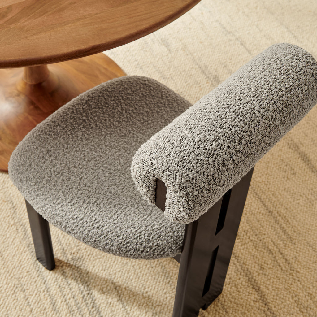 Torian Boucle Fabric Dining Chair Set of 2 - Wenge Taupe