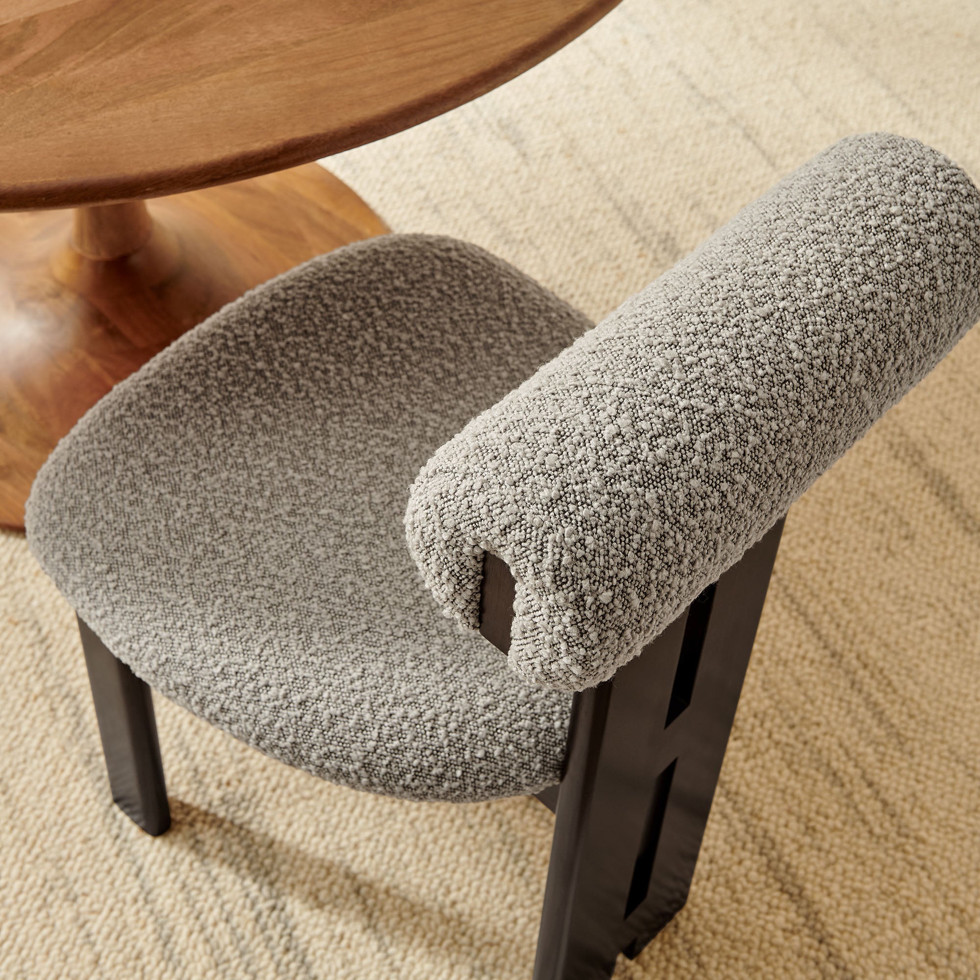 Torian Boucle Fabric Dining Chair Set of 2 - Wenge Taupe