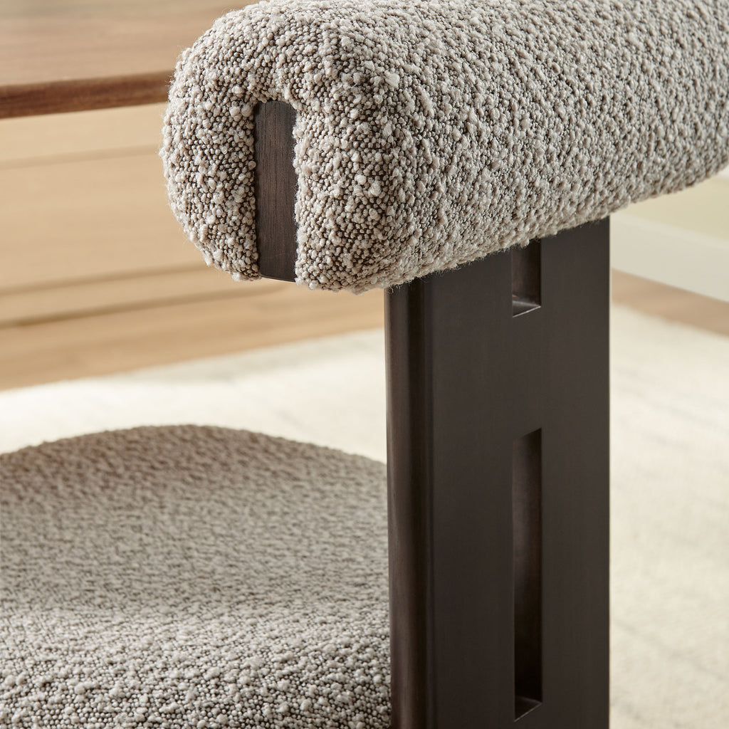 Torian Boucle Fabric Dining Chair Set of 2 - Wenge Taupe