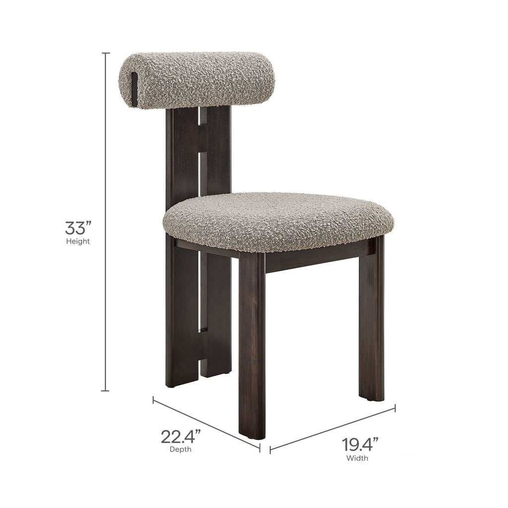Torian Boucle Fabric Dining Chair Set of 2 - Wenge Taupe