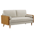 Kellan Heathered Fabric Upholstered Sofa - Walnut Heathered Weave Ivory
