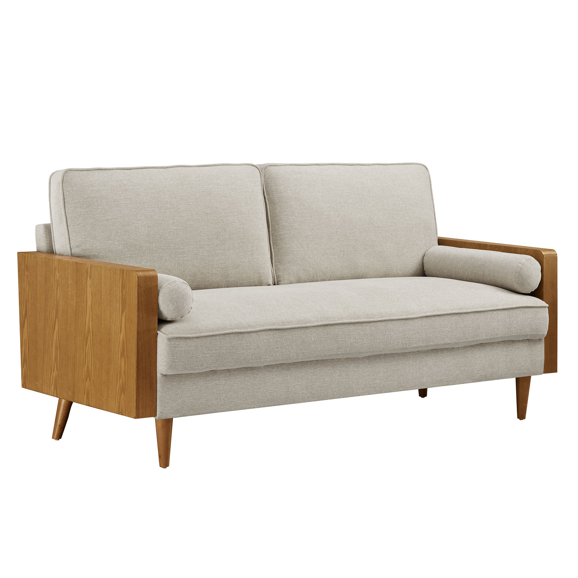 Kellan Heathered Fabric Upholstered Sofa - Walnut Heathered Weave Ivory