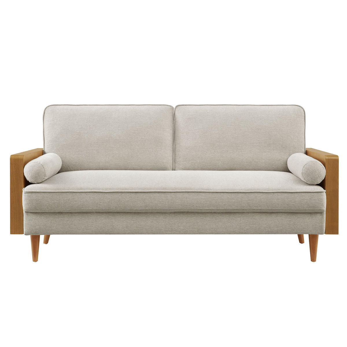 Kellan Heathered Fabric Upholstered Sofa - Walnut Heathered Weave Ivory