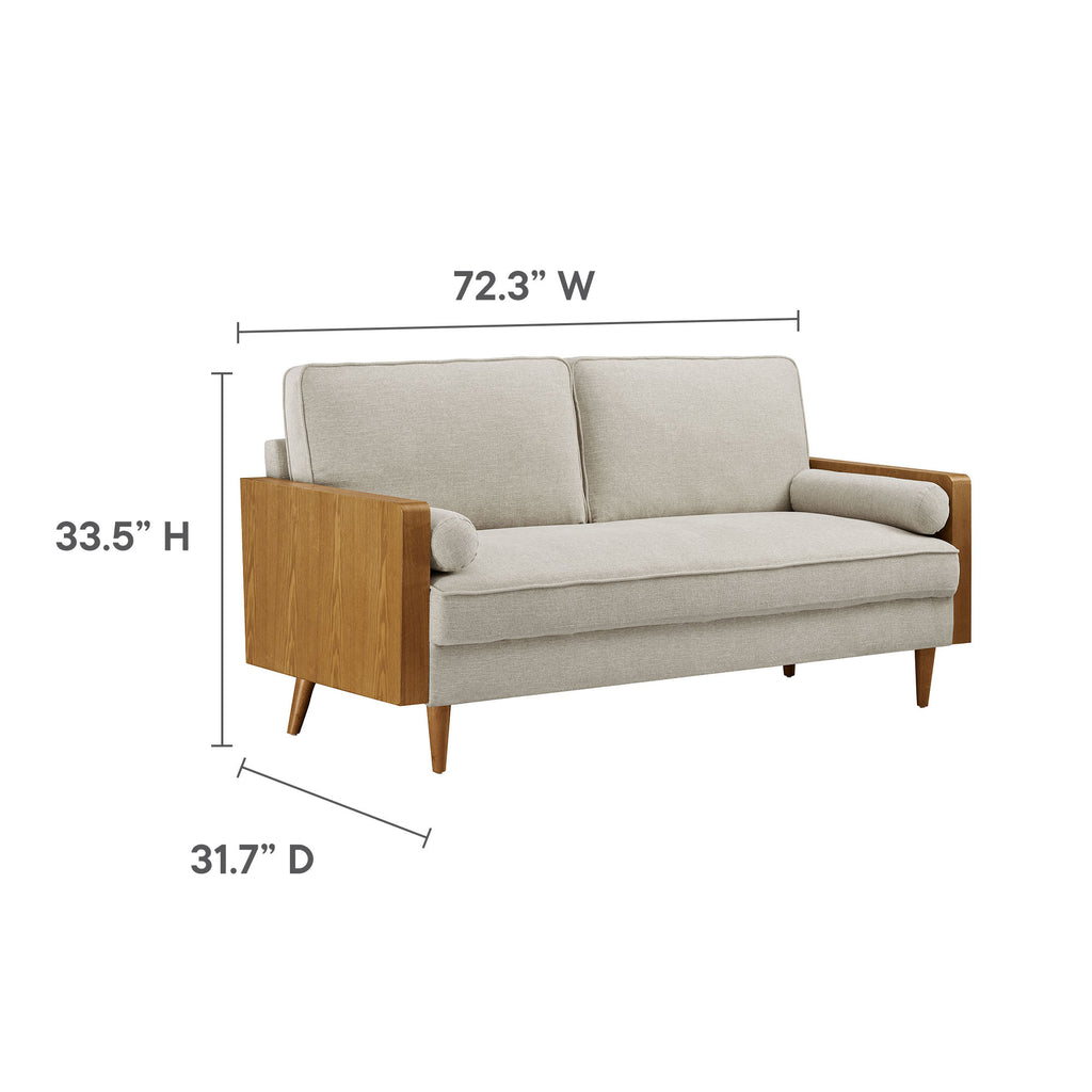 Kellan Heathered Fabric Upholstered Sofa - Walnut Heathered Weave Ivory