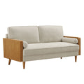 Kellan Heathered Fabric Upholstered Sofa - Walnut Heathered Weave Light Beige
