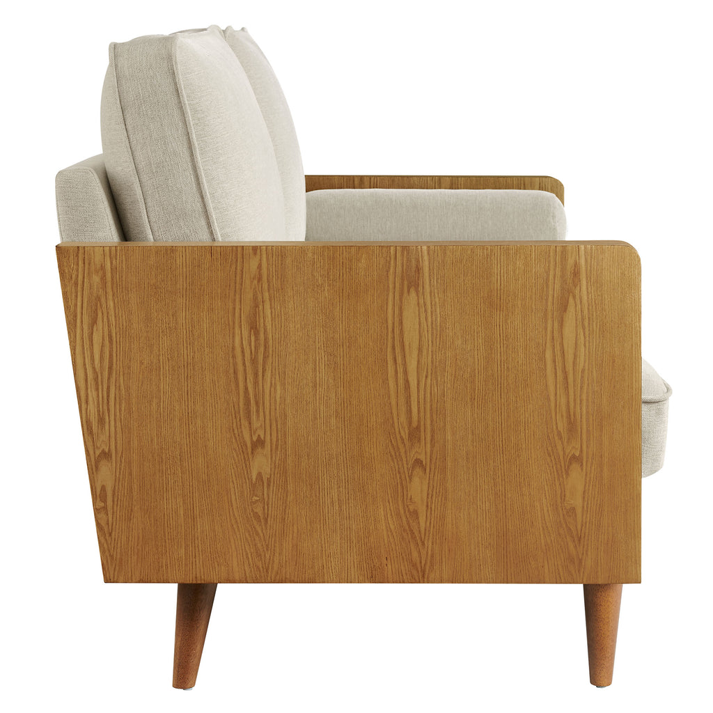 Kellan Heathered Fabric Upholstered Sofa - Walnut Heathered Weave Light Beige