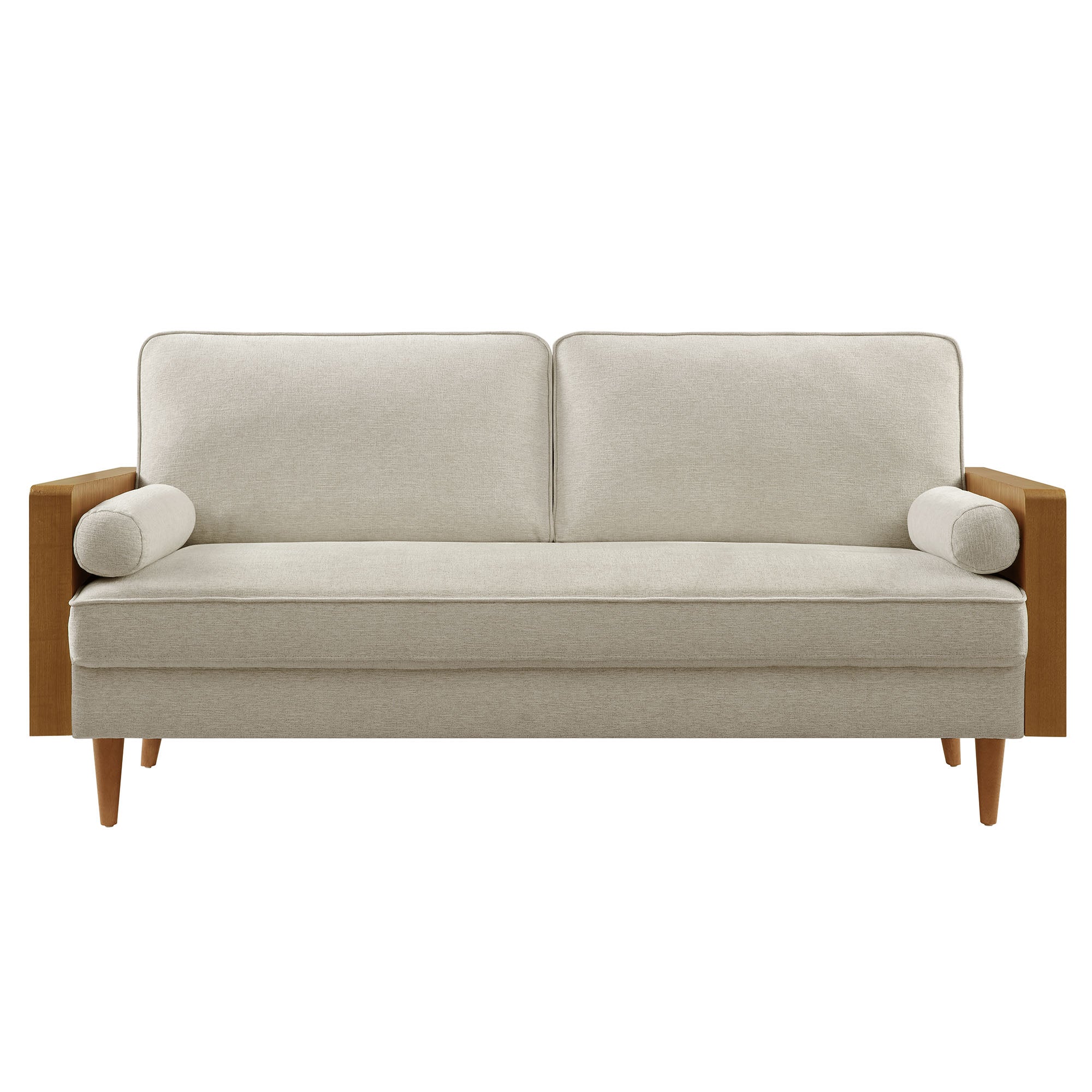 Kellan Heathered Fabric Upholstered Sofa - Walnut Heathered Weave Light Beige