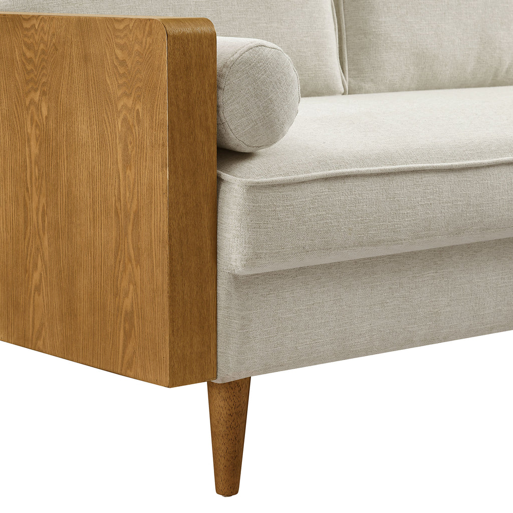 Kellan Heathered Fabric Upholstered Sofa - Walnut Heathered Weave Light Beige