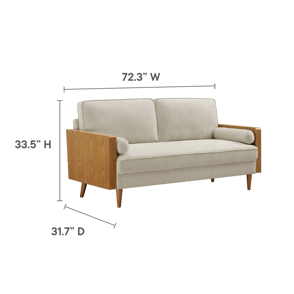Kellan Heathered Fabric Upholstered Sofa - Walnut Heathered Weave Light Beige