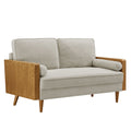 Kellan Heathered Weave Fabric Loveseat - Walnut Heathered Weave Ivory