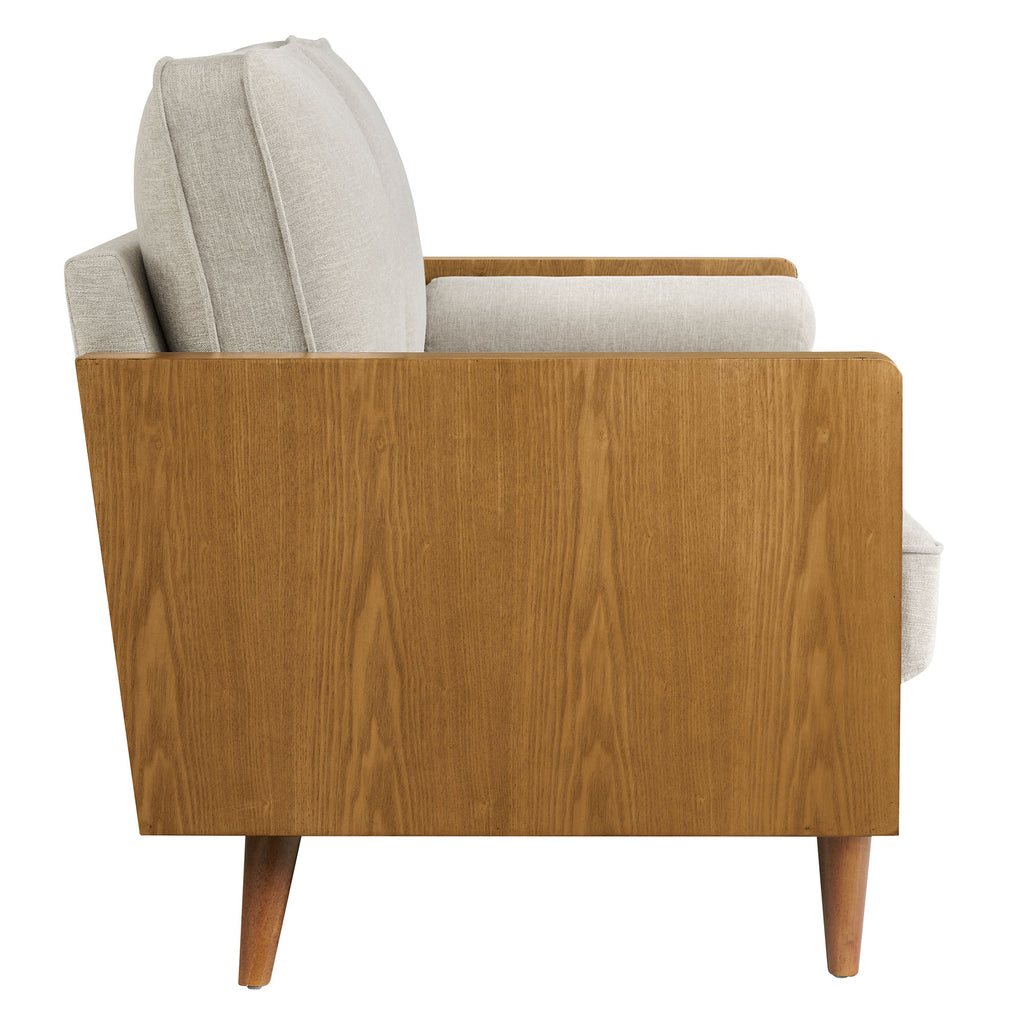 Kellan Heathered Weave Fabric Loveseat - Walnut Heathered Weave Ivory