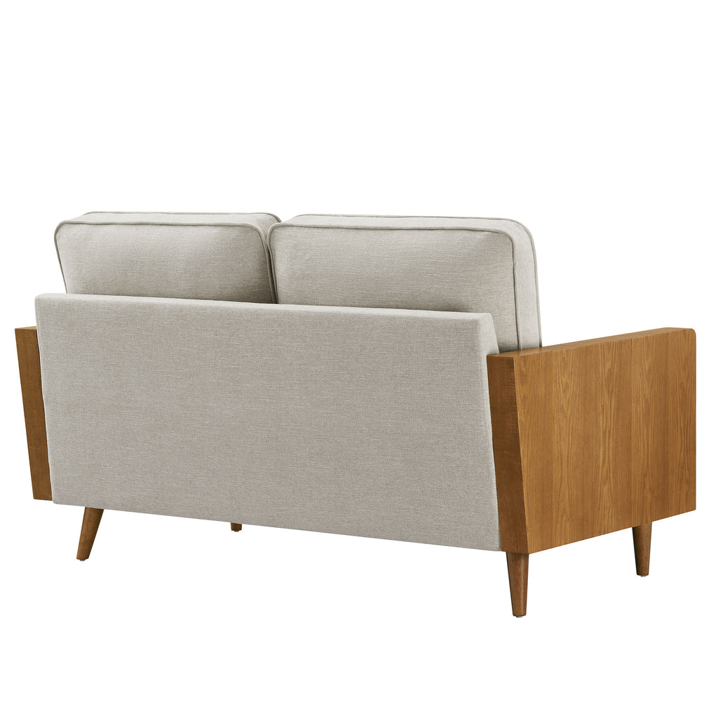 Kellan Heathered Weave Fabric Loveseat - Walnut Heathered Weave Ivory
