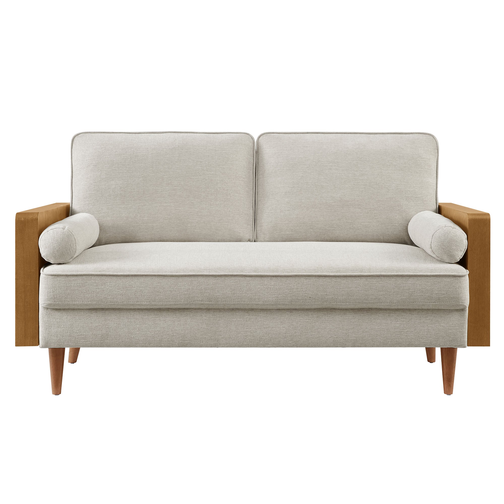 Kellan Heathered Weave Fabric Loveseat - Walnut Heathered Weave Ivory