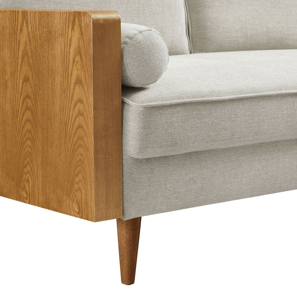 Kellan Heathered Weave Fabric Loveseat - Walnut Heathered Weave Ivory