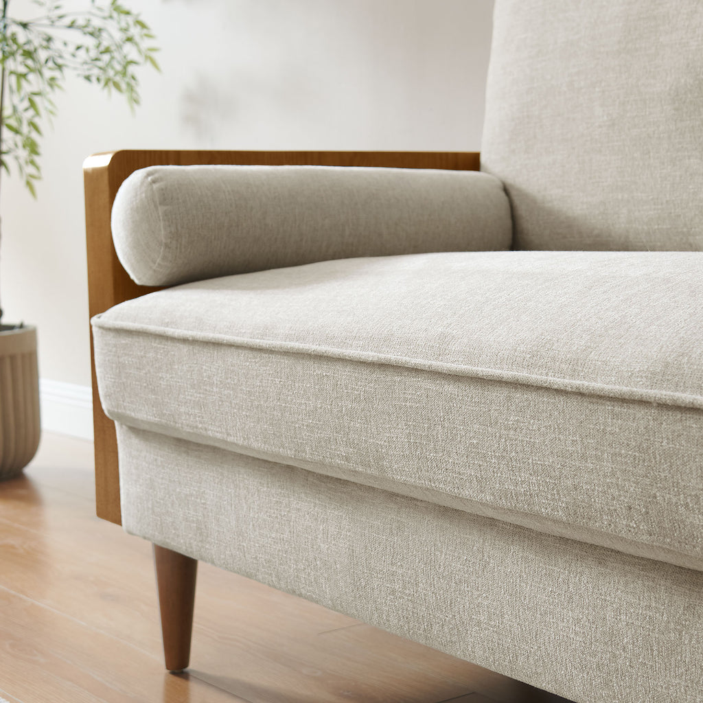 Kellan Heathered Weave Fabric Loveseat - Walnut Heathered Weave Ivory
