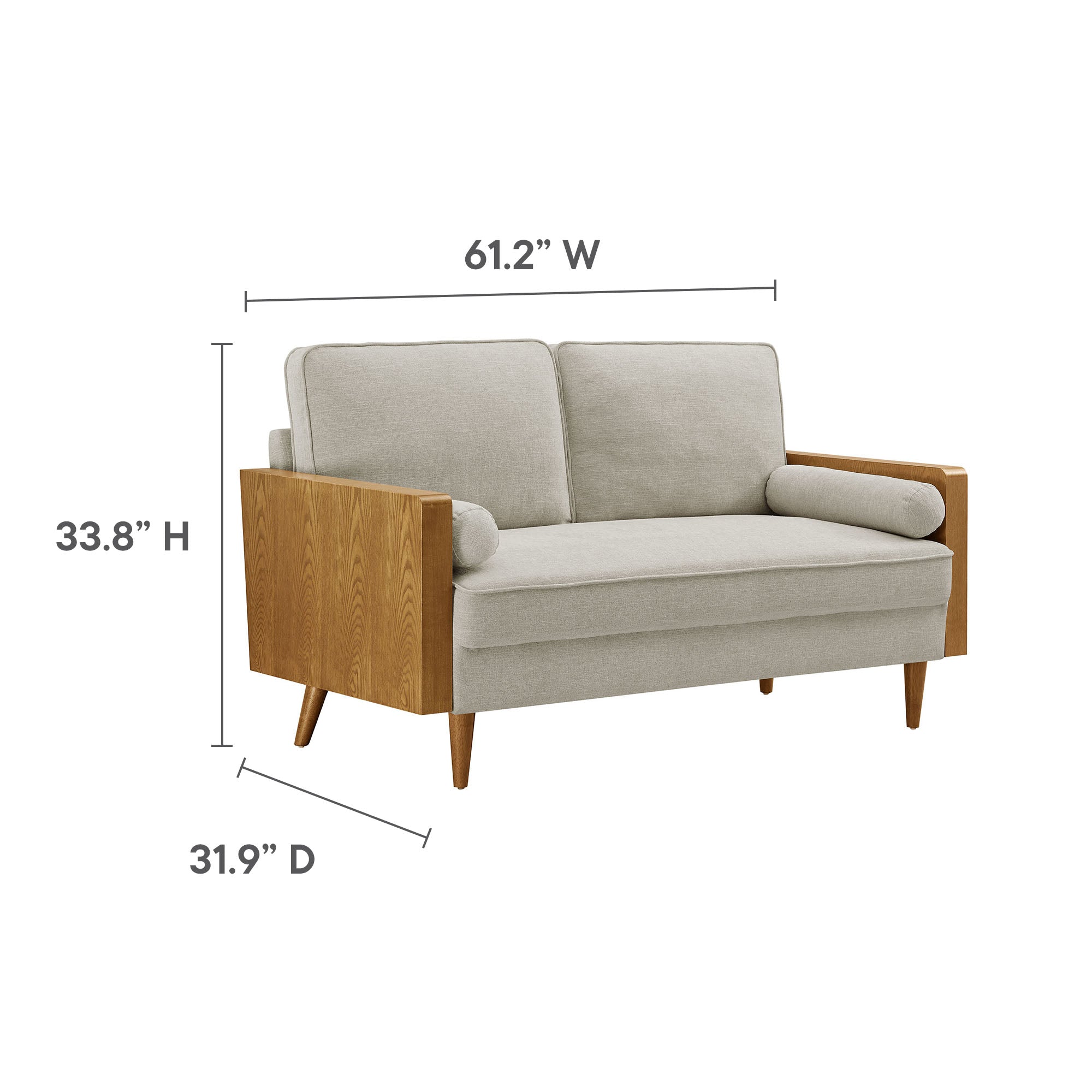 Kellan Heathered Weave Fabric Loveseat - Walnut Heathered Weave Ivory