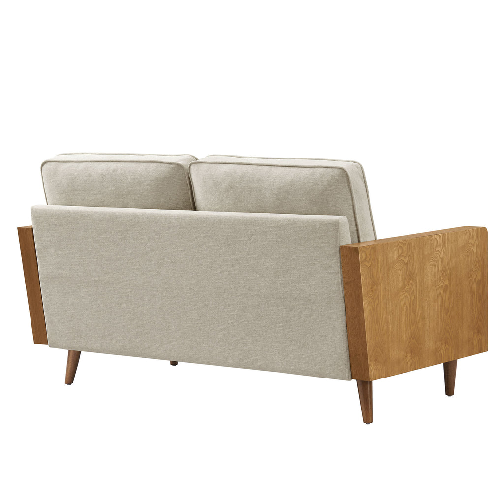 Kellan Heathered Weave Fabric Loveseat - Walnut Heathered Weave Light Beige