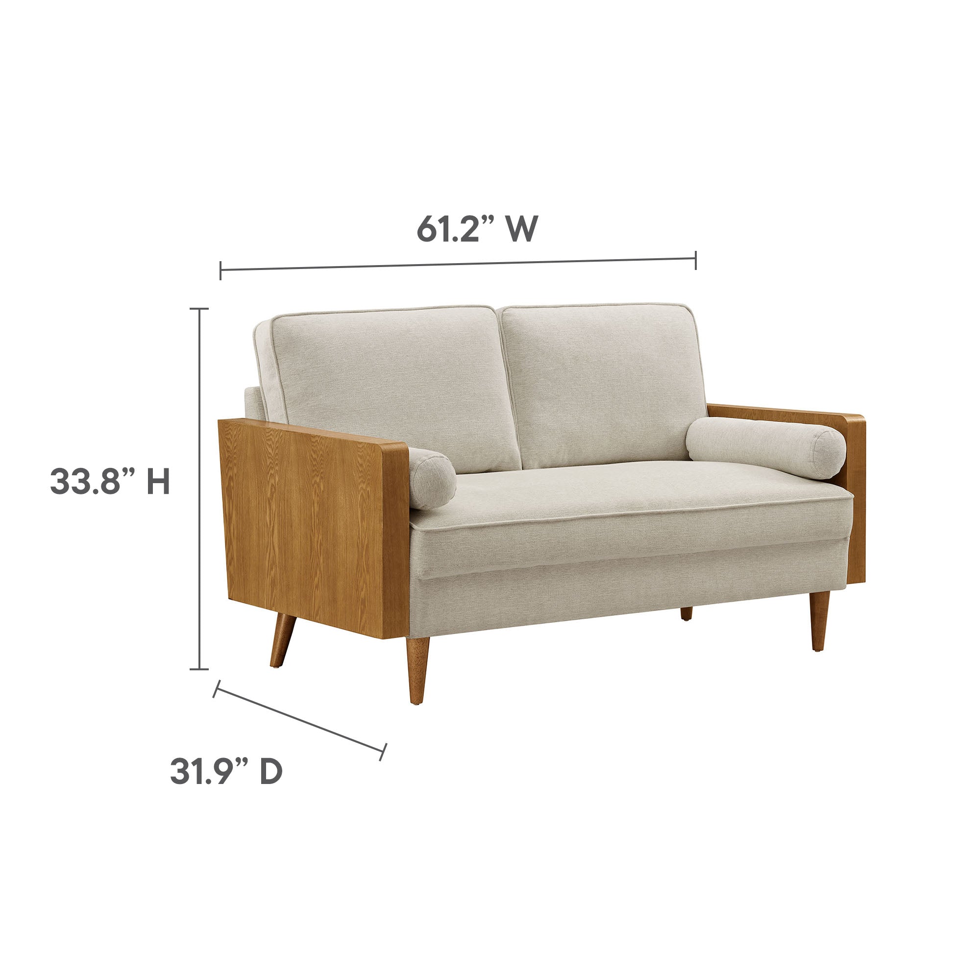 Kellan Heathered Weave Fabric Loveseat - Walnut Heathered Weave Light Beige