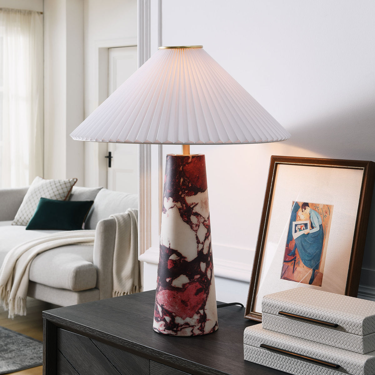 Nera Marble Table Lamp - Red