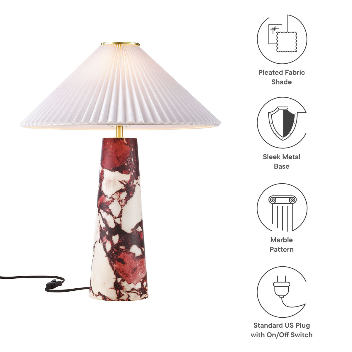 Nera Marble Table Lamp - Red