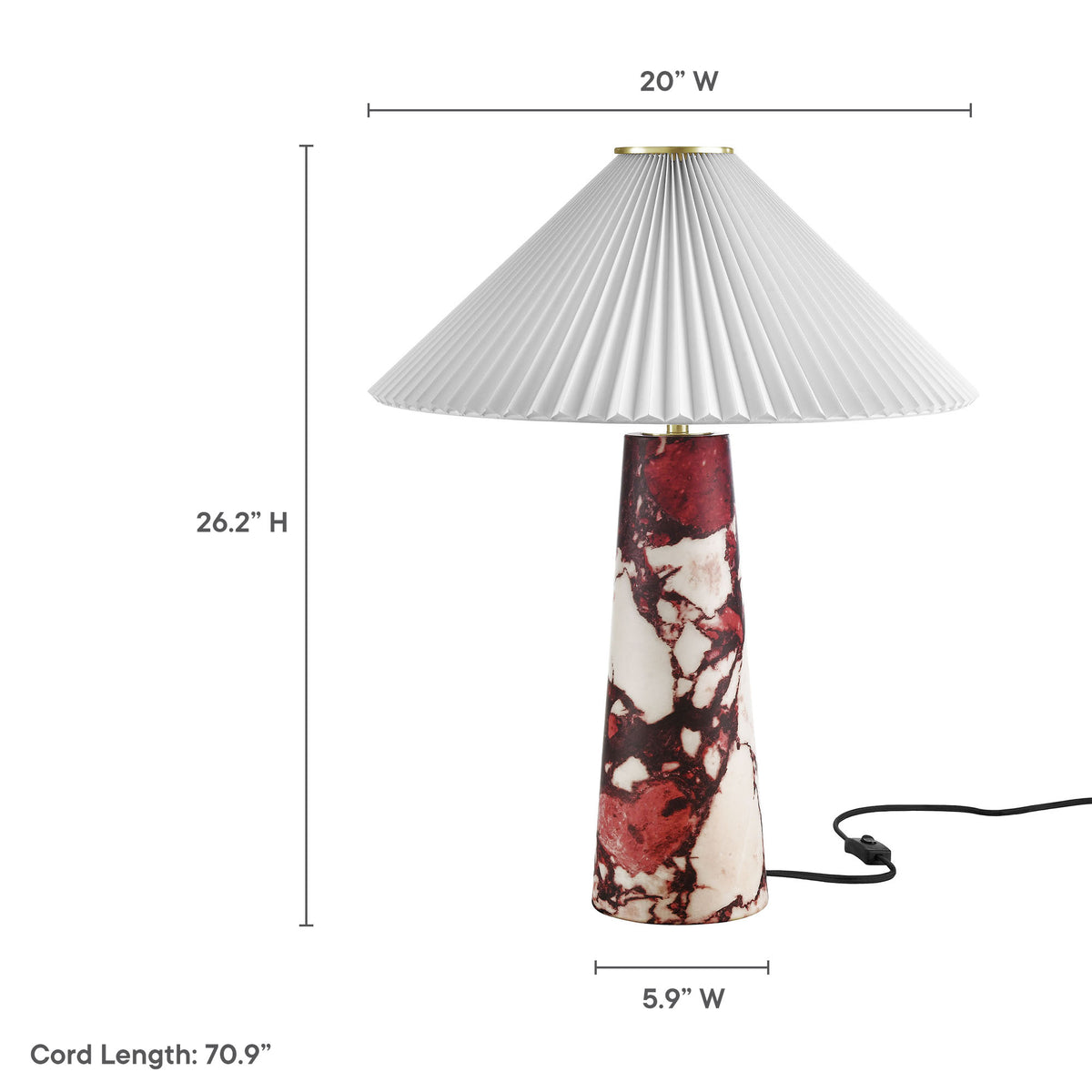 Nera Marble Table Lamp - Red