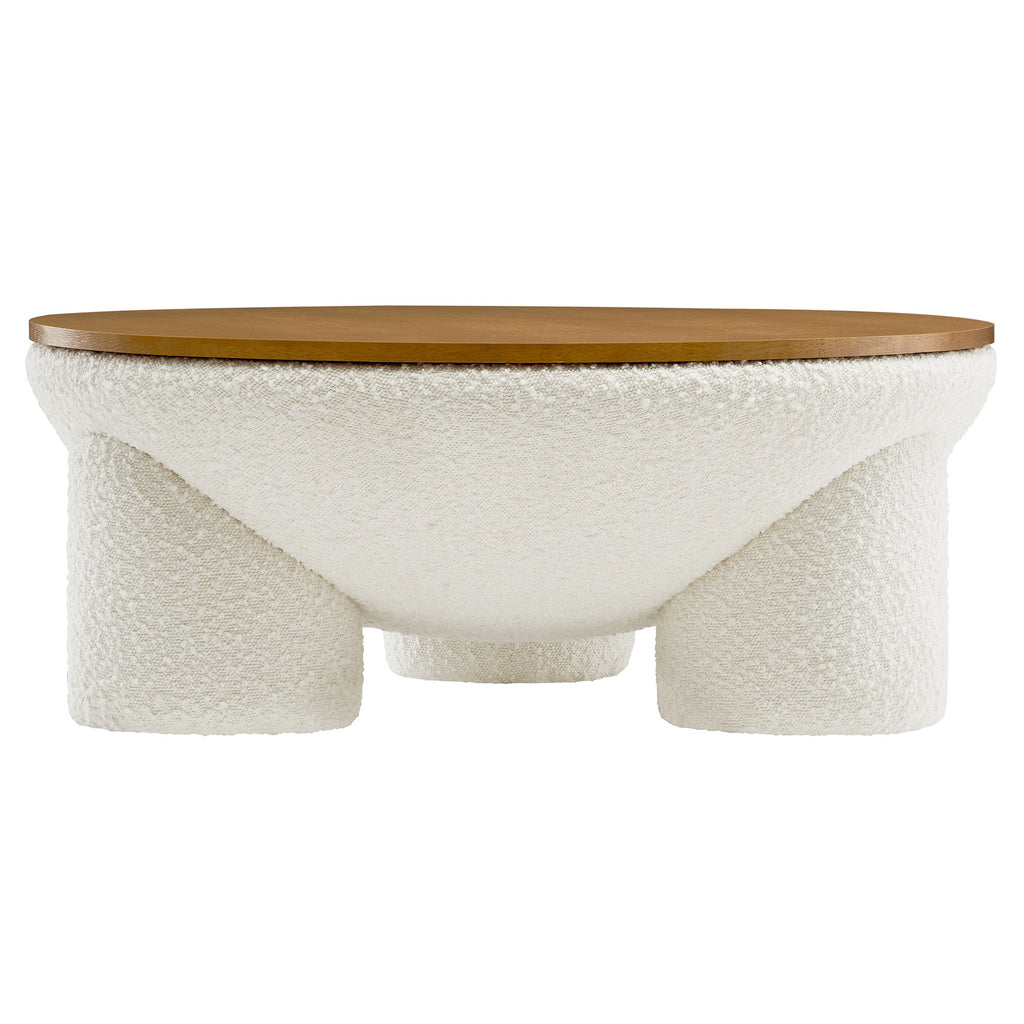 Tridome Round Boucle Upholstered Storage Coffee Table - Natural Ivory