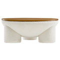 Tridome Round Boucle Upholstered Storage Coffee Table - Natural Ivory