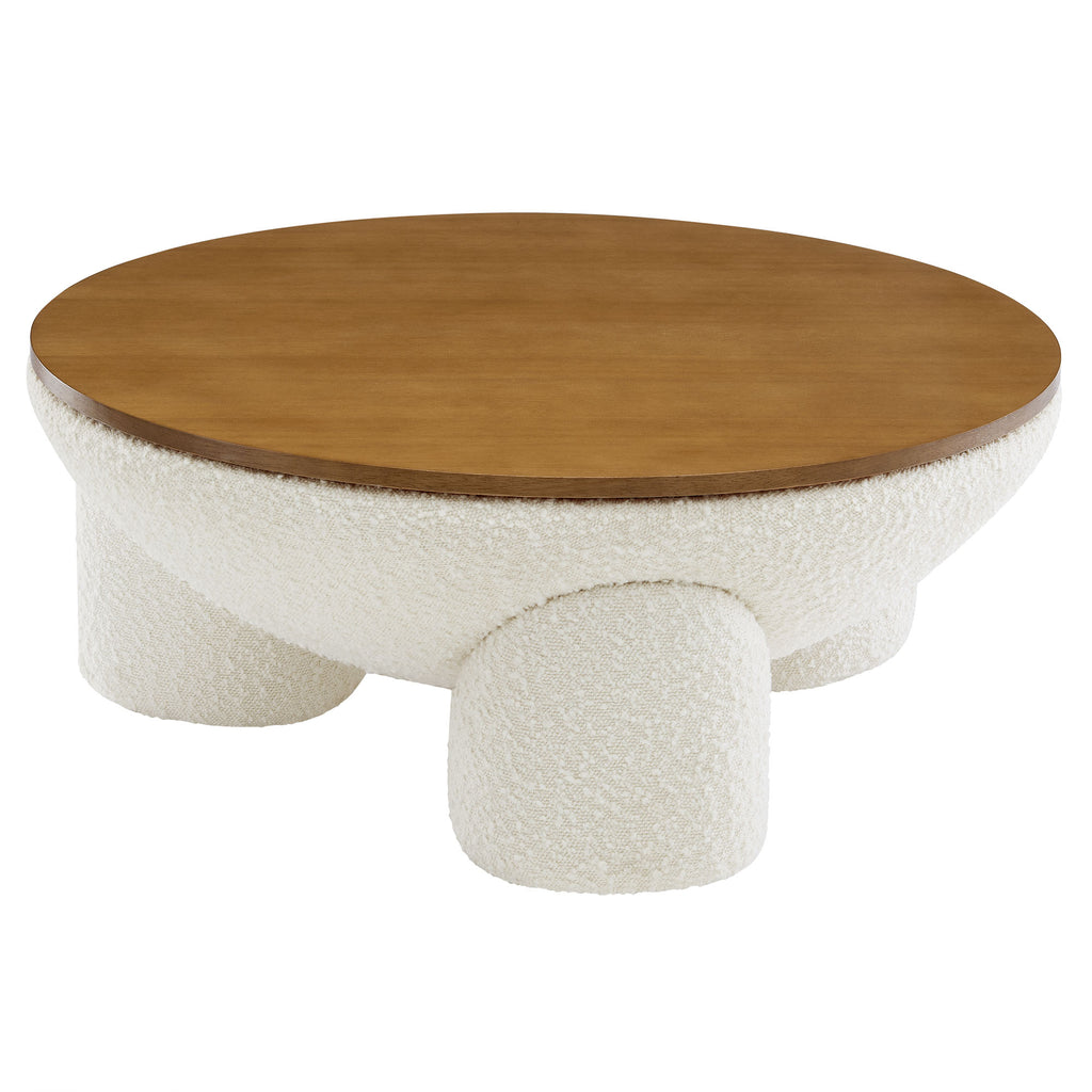 Tridome Round Boucle Upholstered Storage Coffee Table - Natural Ivory