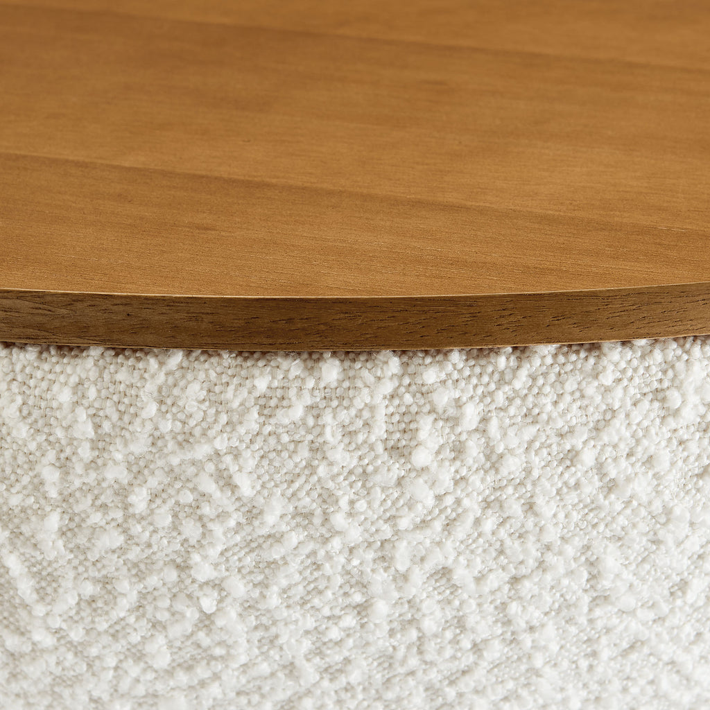 Tridome Round Boucle Upholstered Storage Coffee Table - Natural Ivory