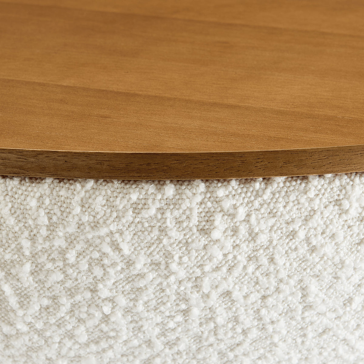 Tridome Round Boucle Upholstered Storage Coffee Table - Natural Ivory