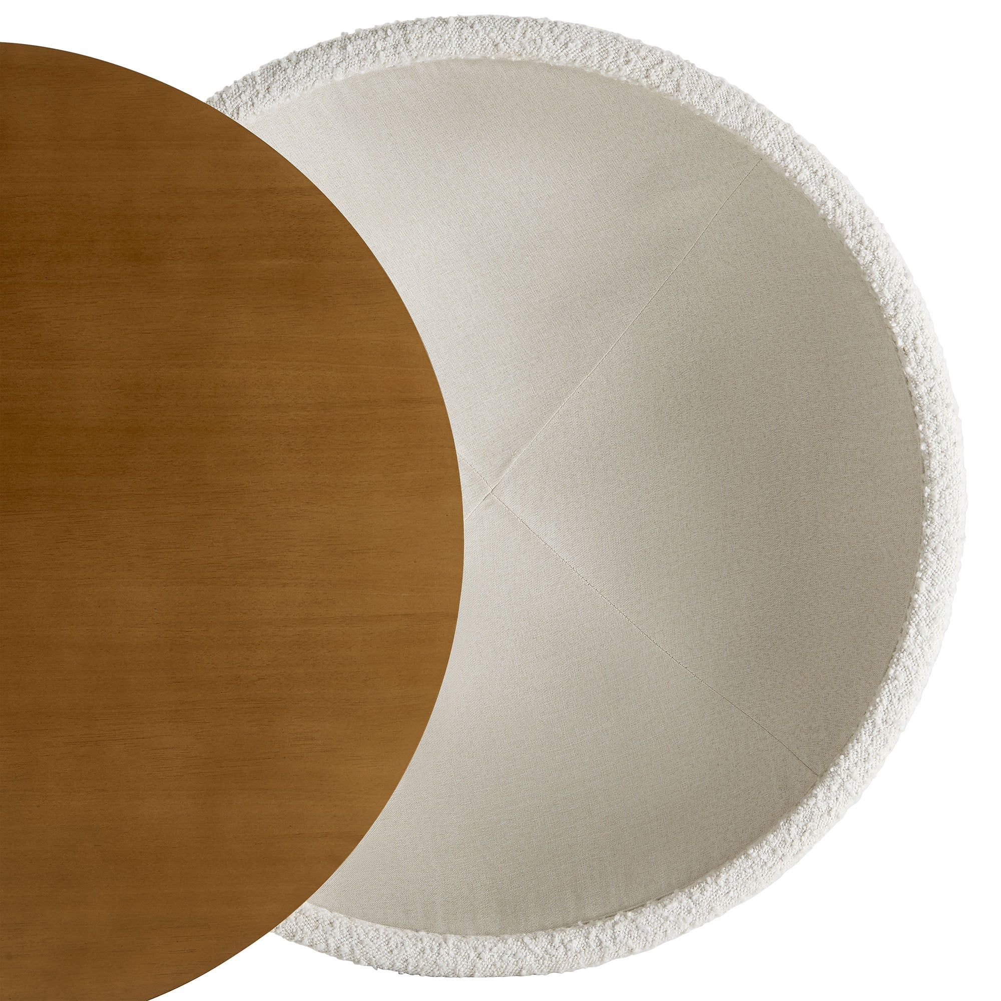 Tridome Round Boucle Upholstered Storage Coffee Table - Natural Ivory
