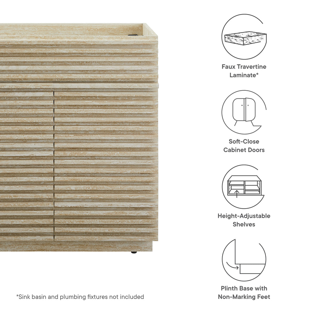 Render 30" Faux Travertine Bathroom Vanity Cabinet (Sink Not Included)