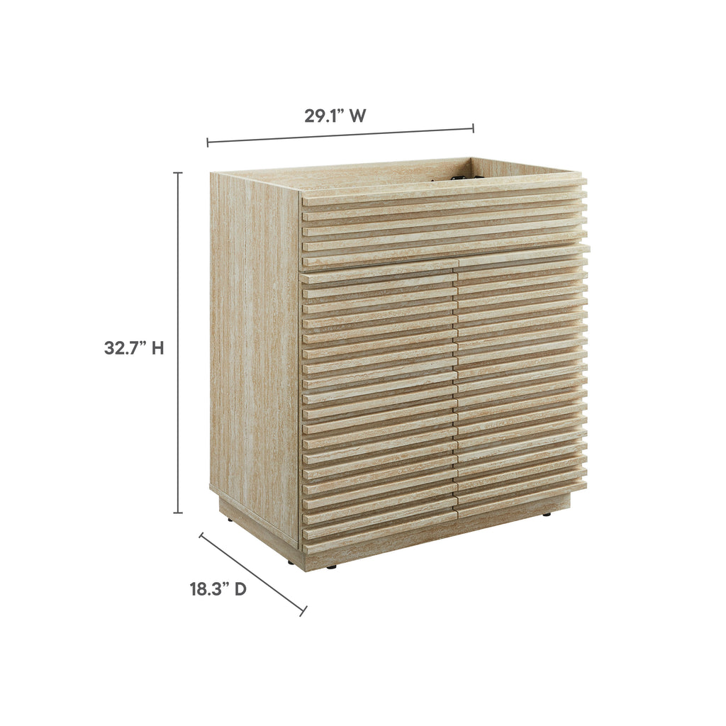 Render 30" Faux Travertine Bathroom Vanity Cabinet (Sink Not Included)