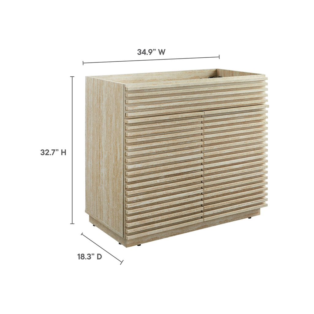 Render 36" Faux Travertine Bathroom Vanity Cabinet (Sink Not Included)