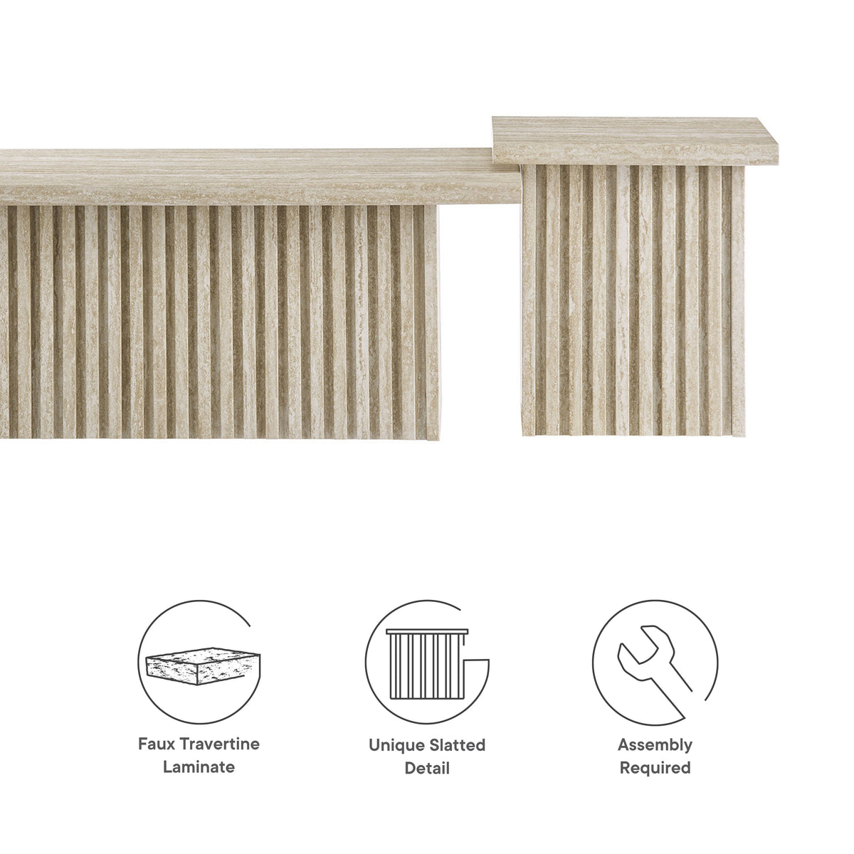 Render Nesting Coffee Tables Set of 2 - Travertine