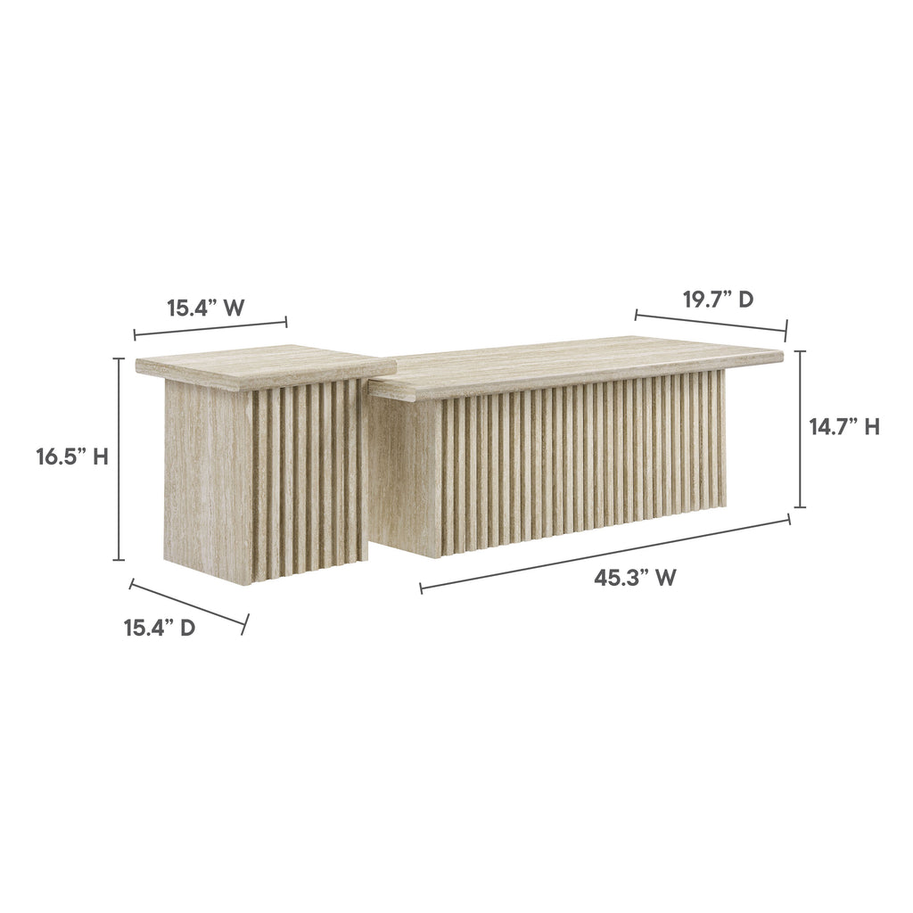 Render Nesting Coffee Tables Set of 2 - Travertine