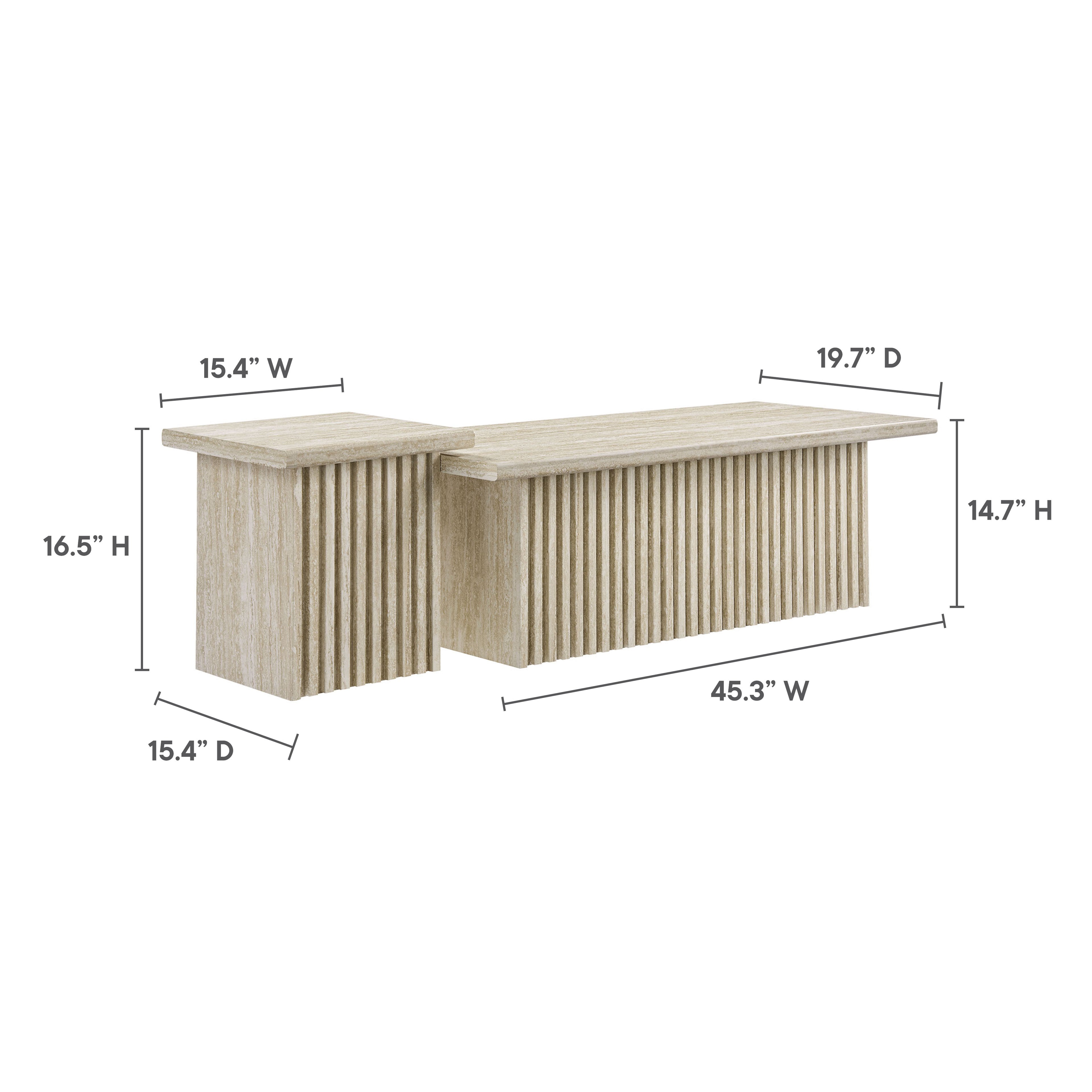 Render Nesting Coffee Tables Set of 2 - Travertine