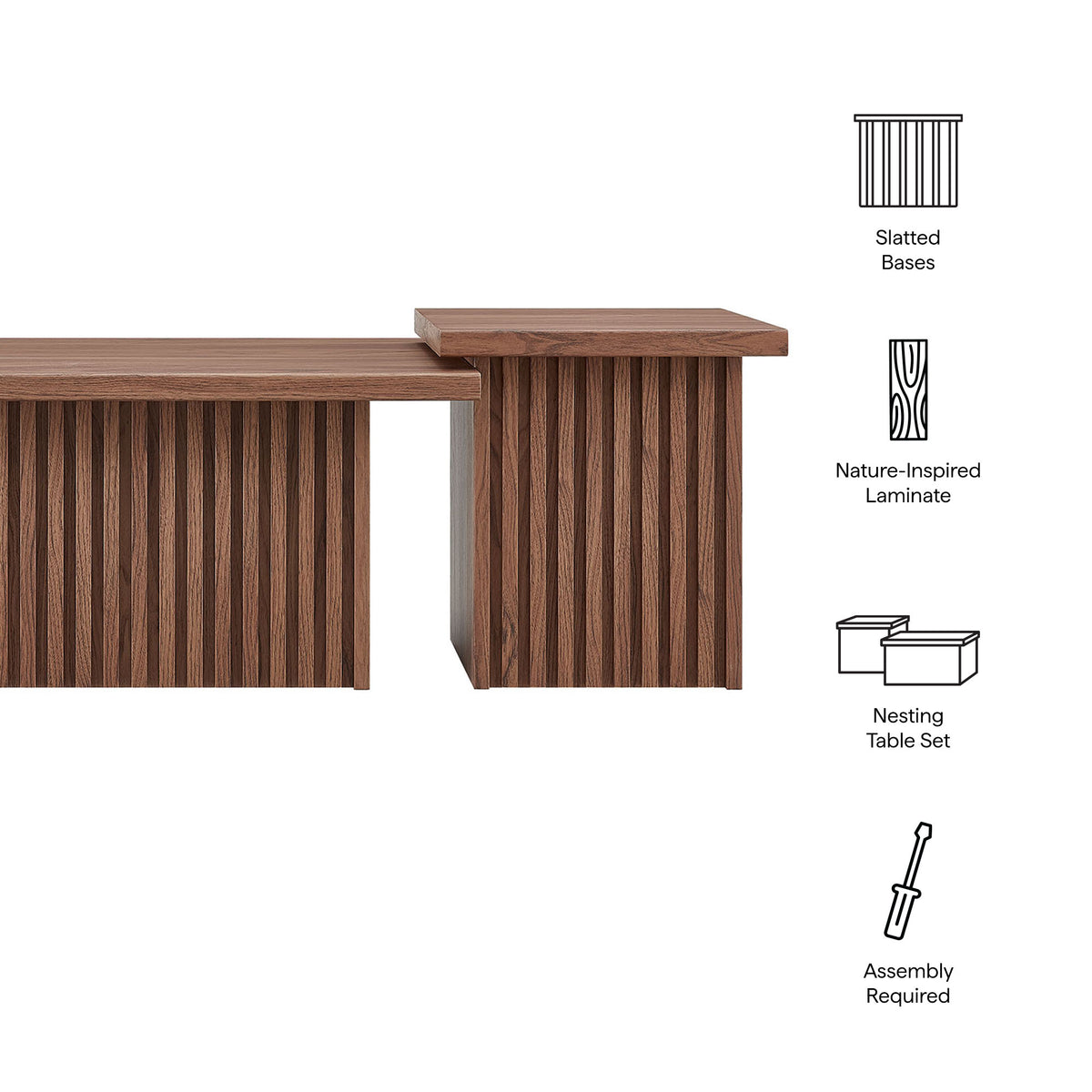Render Nesting Coffee Tables Set of 2 - Walnut