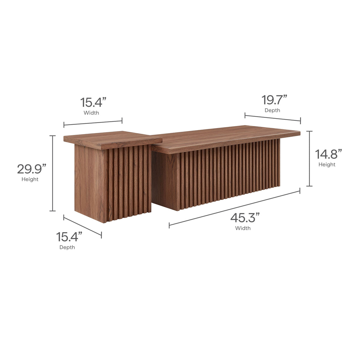 Render Nesting Coffee Tables Set of 2 - Walnut