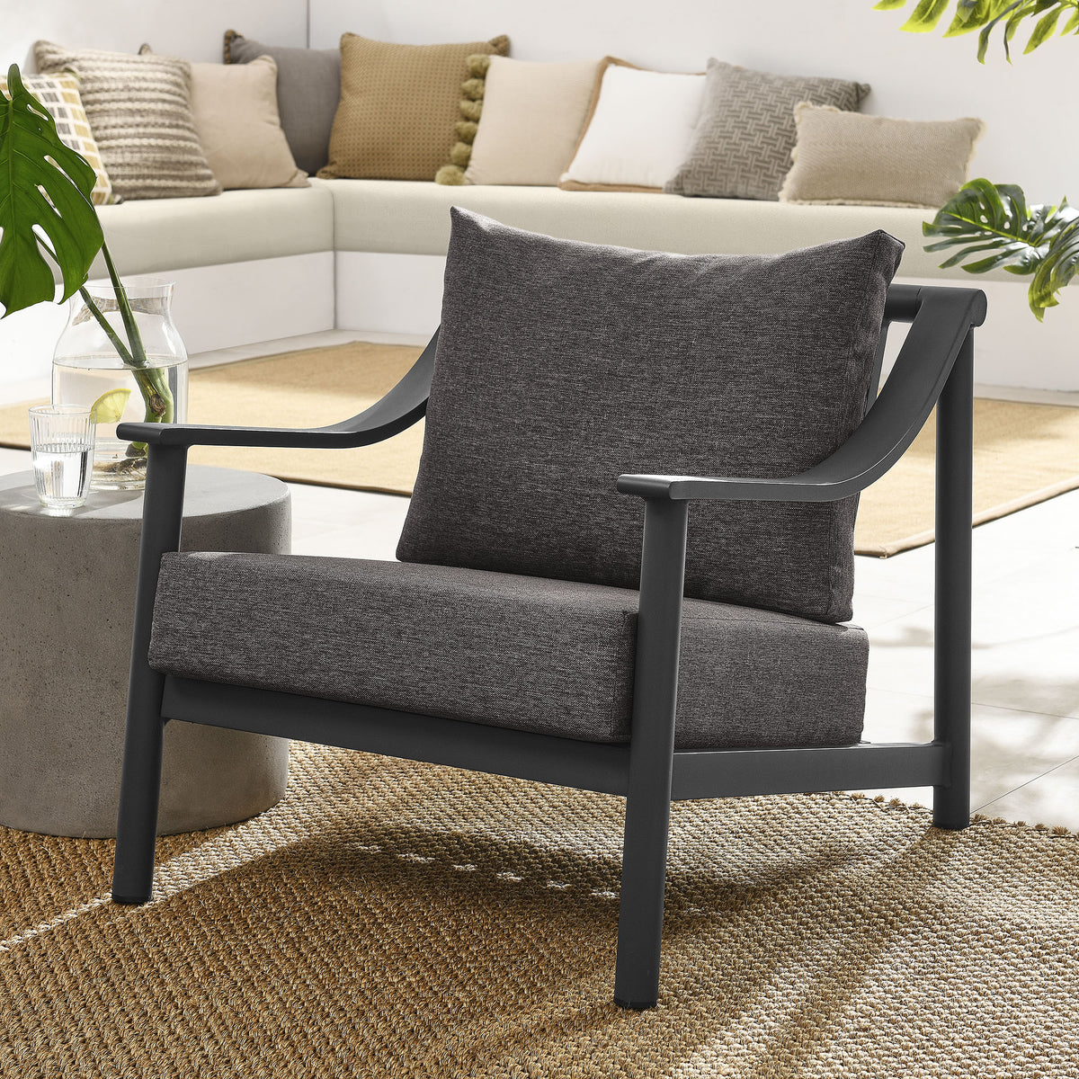 Terrace Outdoor Patio Aluminum Accent Armchair - Carbon Graphite