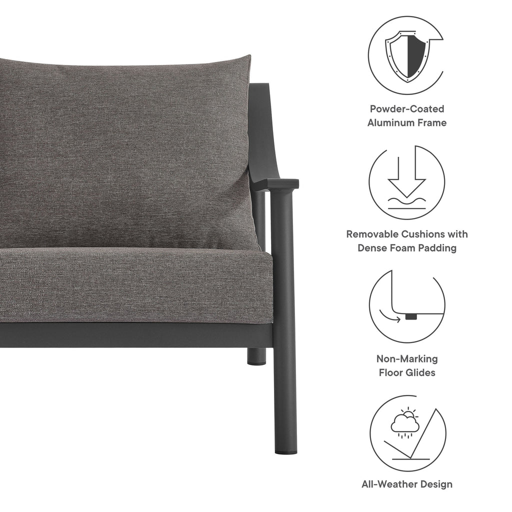 Terrace Outdoor Patio Aluminum Accent Armchair - Carbon Graphite