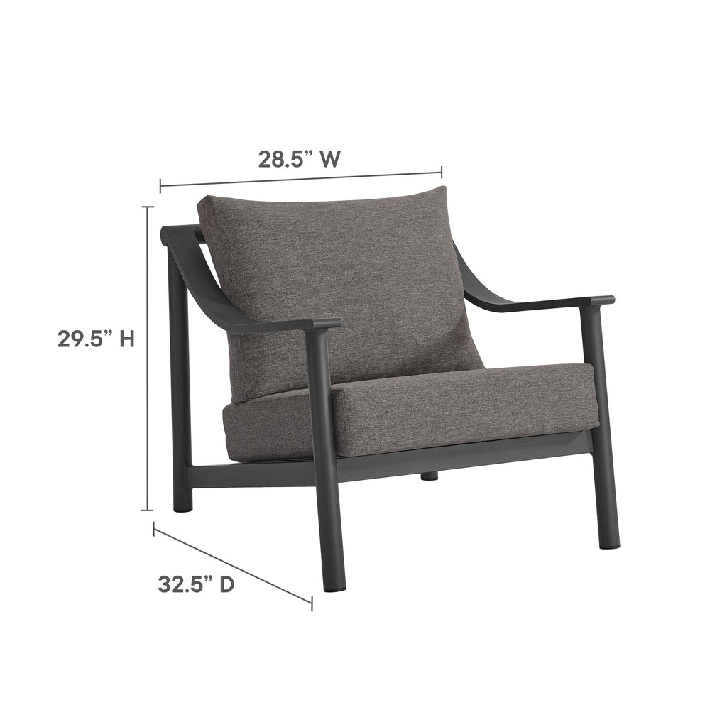 Terrace Outdoor Patio Aluminum Accent Armchair - Carbon Graphite