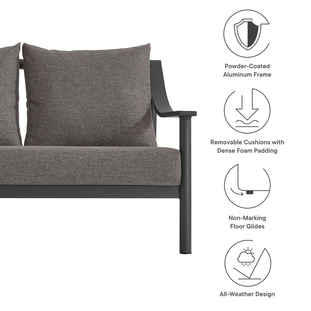 Terrace Outdoor Patio Aluminum Sofa - Carbon Graphite