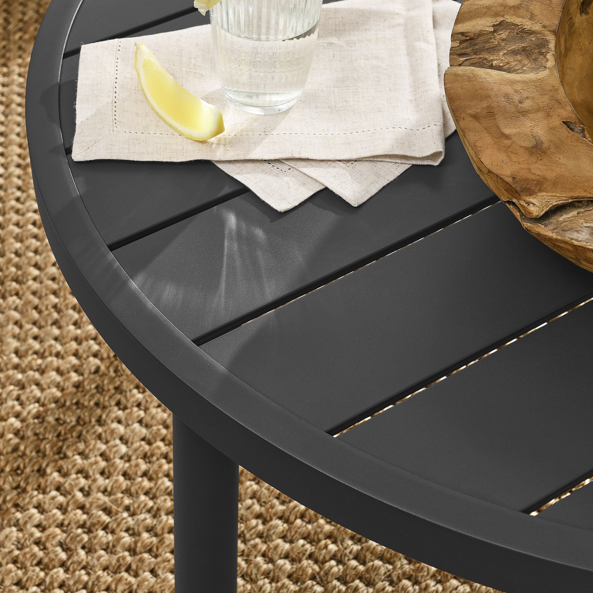 Terrace 35" Outdoor Patio Aluminum Round Coffee Table - Graphite