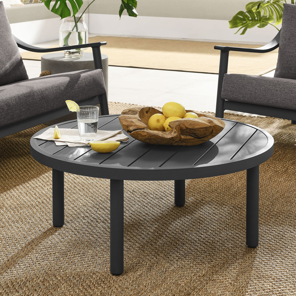 Terrace 35" Outdoor Patio Aluminum Round Coffee Table - Graphite