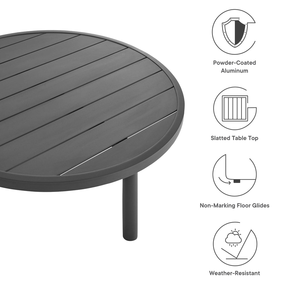 Terrace 35" Outdoor Patio Aluminum Round Coffee Table - Graphite