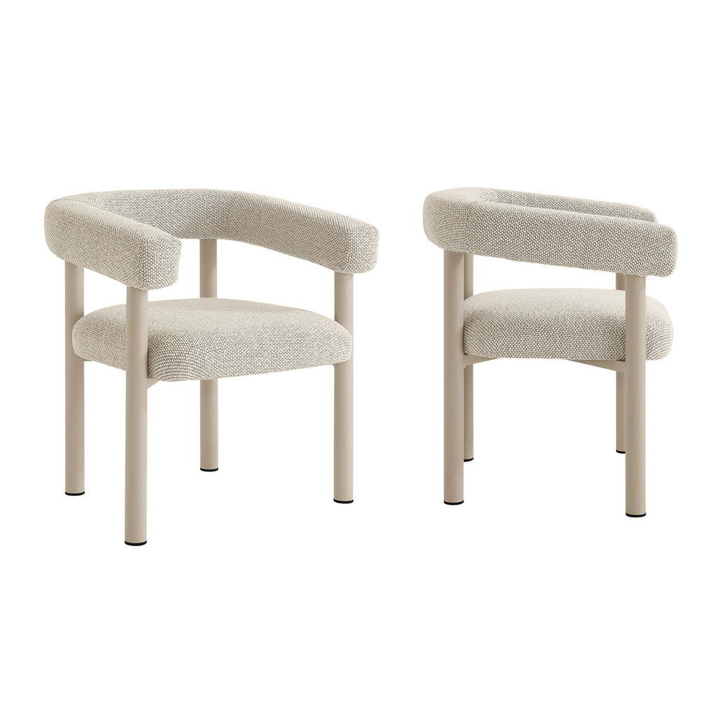 Nautica 5-Piece Round Outdoor Patio Aluminum Dining Table and Chairs Set - Ivory Taupe