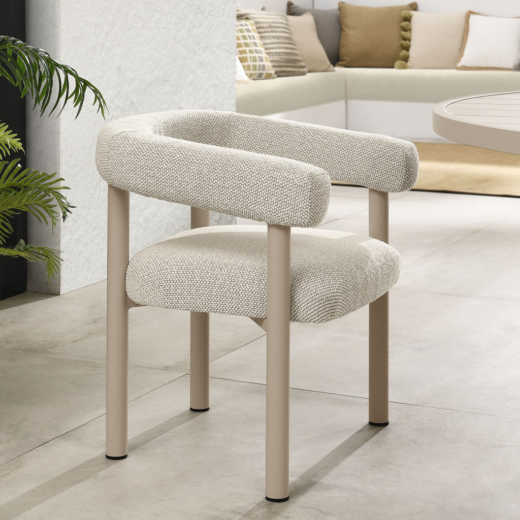 Nautica Outdoor Patio Aluminum Dining Armchairs Set of 2 - Ivory Taupe